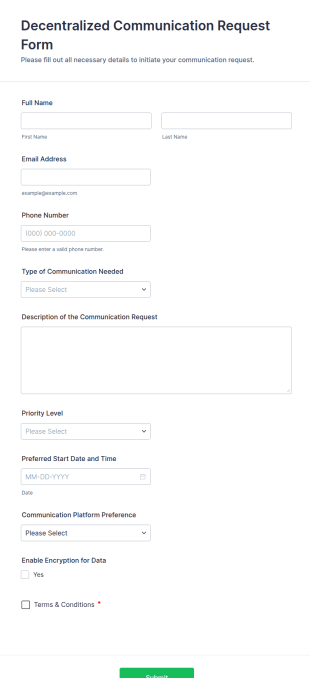 Decentralized Communication Request Form Template
