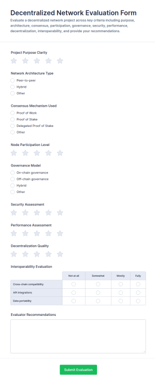 Decentralized Network Evaluation Form Template