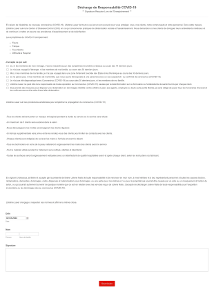 Décharge De Responsabilité Laser COVID 19