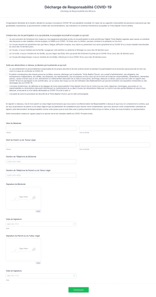 Décharge De Responsabilité TBC COVID 19 Mineurs Form Template