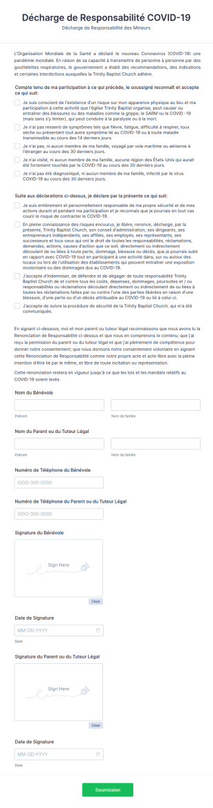 Décharge De Responsabilité TBC COVID 19 Mineurs