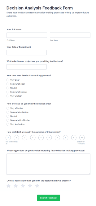 Decision Analysis Feedback Form Template