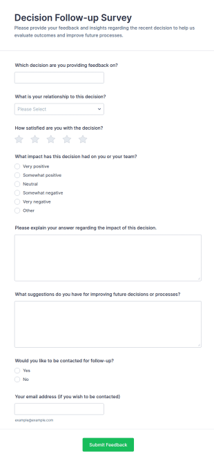 Decision Follow Up Survey Form Template
