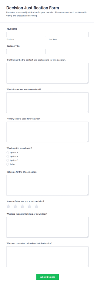Decision Justification Form Template