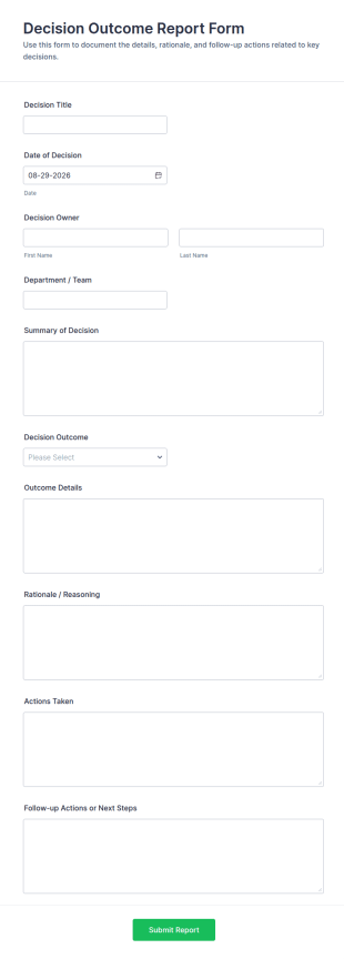 Decision Outcome Report Form Template