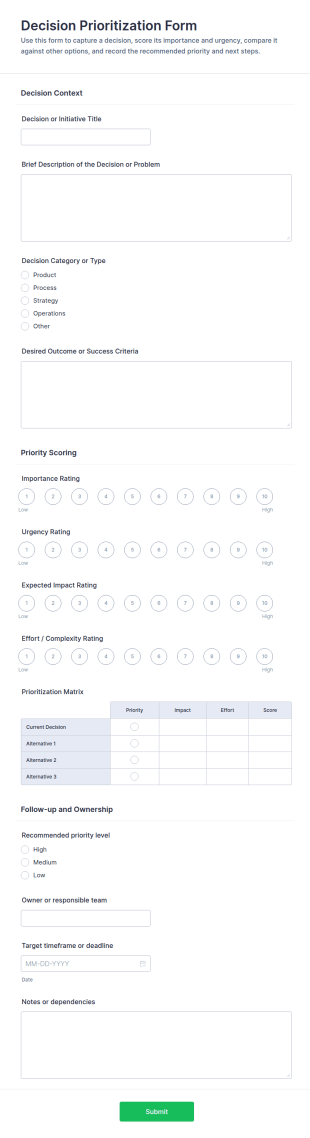 Decision Prioritization Form Template