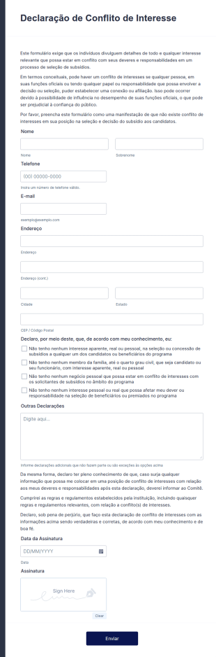 Declaração De Conflito De Interesse