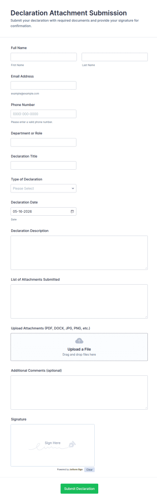 Declaration Attachment Submission Form Template