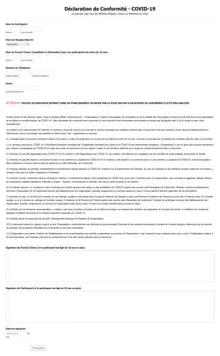 Déclaration De Conformité Covid 19