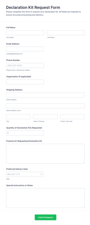 Declaration Kit Request Form Template