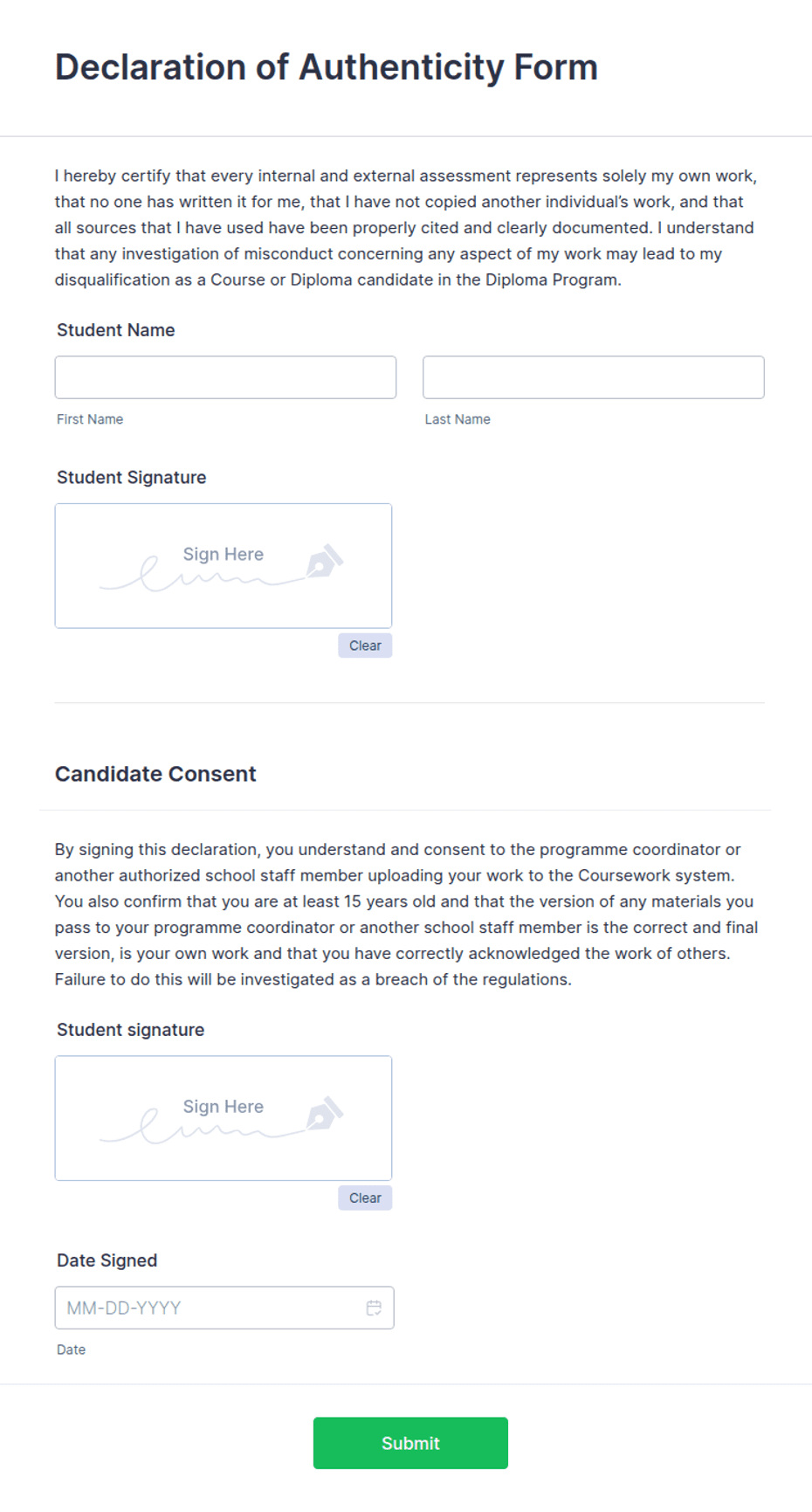 Authtic Form Declaration of Authenticity Form Template | Jotform