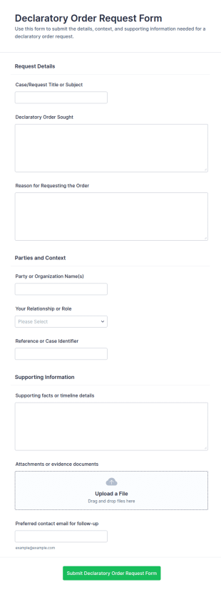 Declaratory Order Request Form Template