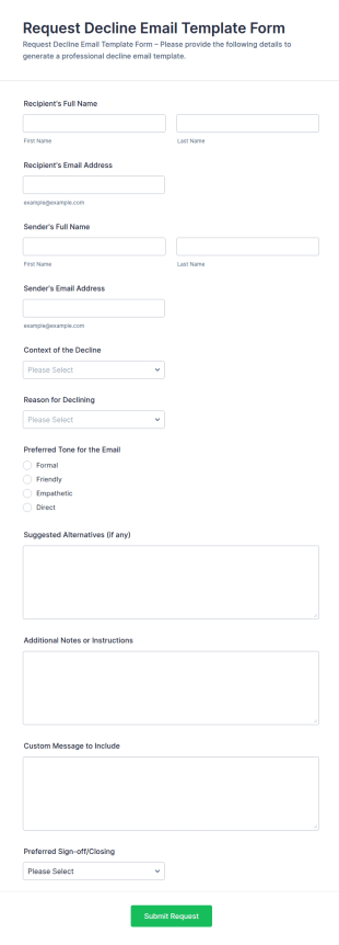 Decline Email Template Form