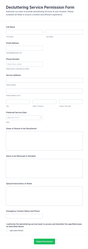 Decluttering Service Permission Form Template