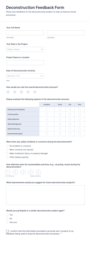 Deconstruction Feedback Form Template
