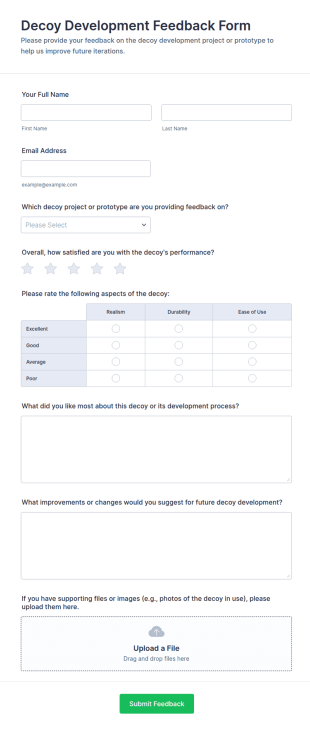 Decoy Development Feedback Form Template