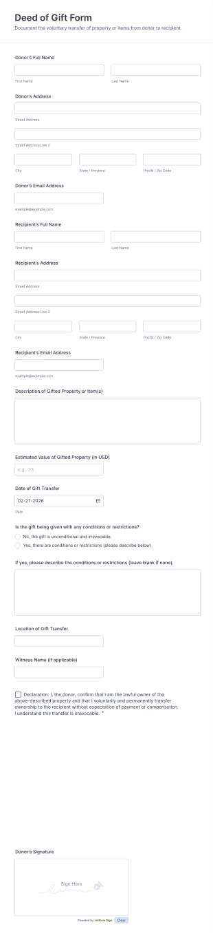 Deed Of Gift Form Template