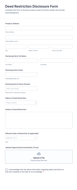 Deed Restriction Disclosure Form Template
