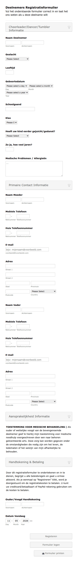 Deelnemers Registratieformulier