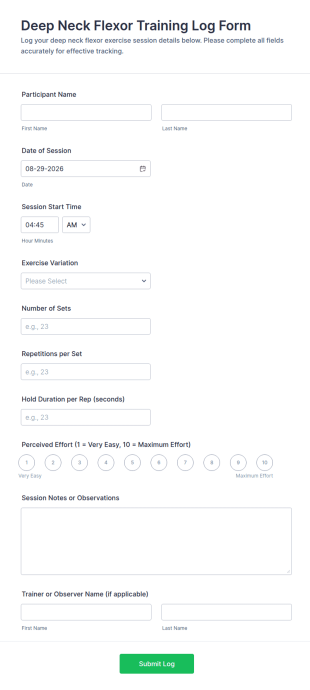 Deep Neck Flexor Training Log Form Template