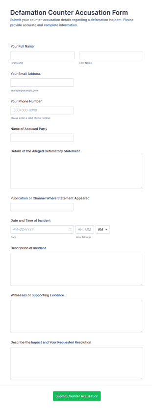 Defamation Counter Accusation Form Template