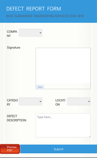Submarine Defect Report Form Template