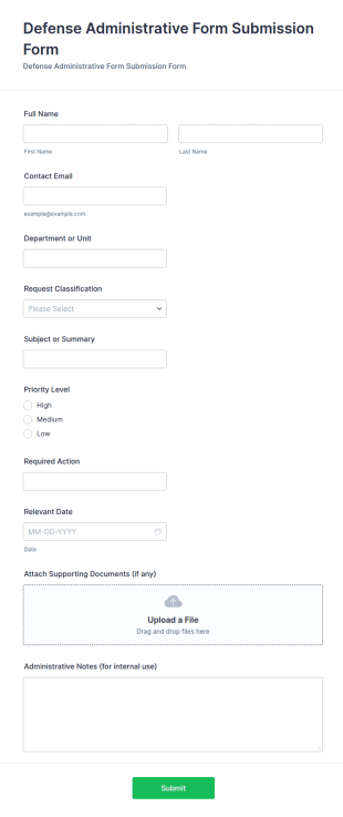 Defense Administrative Form Submission Form