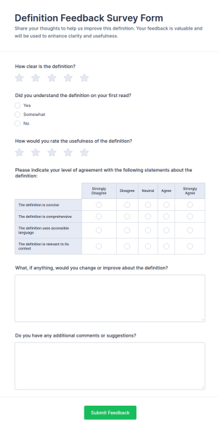 Definition Feedback Survey Form Template