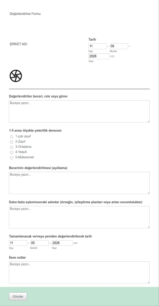 Değerlendirme Form Şablonu