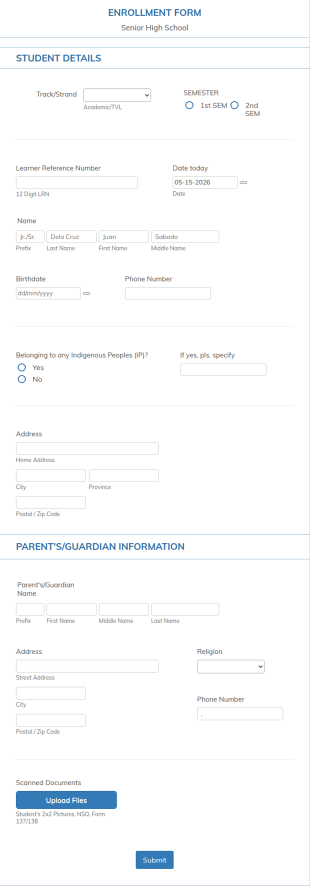 Degmnhs Enrollment Form Template