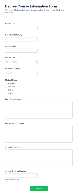 Degree Course Information Form Template