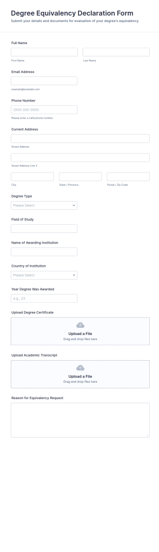 Degree Equivalency Declaration Form Template