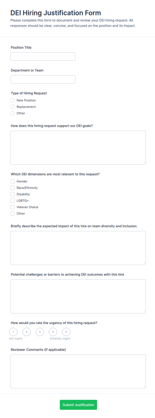 DEI Hiring Justification Form Template