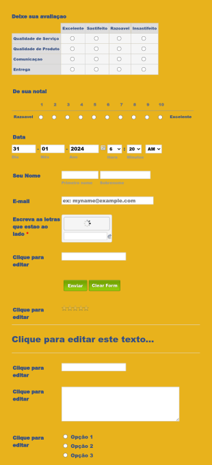 Deixe Su Avaliaçao Form Template