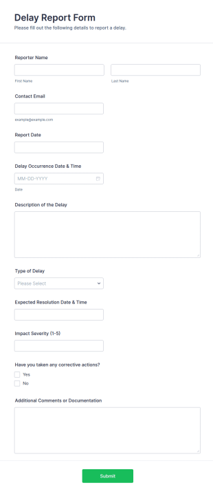 Delay Report Form Template