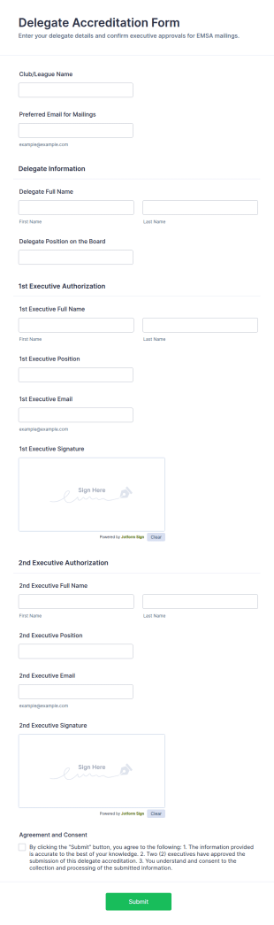 Delegate Accreditation Form Template