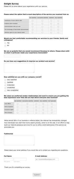 Delight Survey Form Template