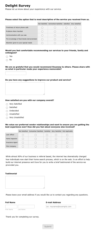 Delight Survey Form Template