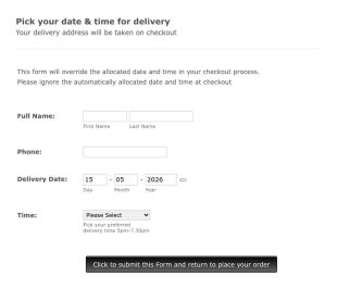 Delivery Date Booking Form Template