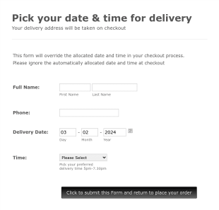 Delivery Date Booking Form Template