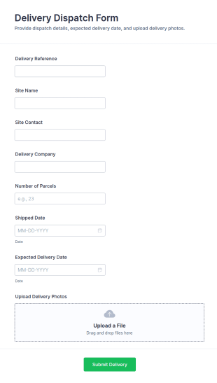 Delivery Dispatch Form Template