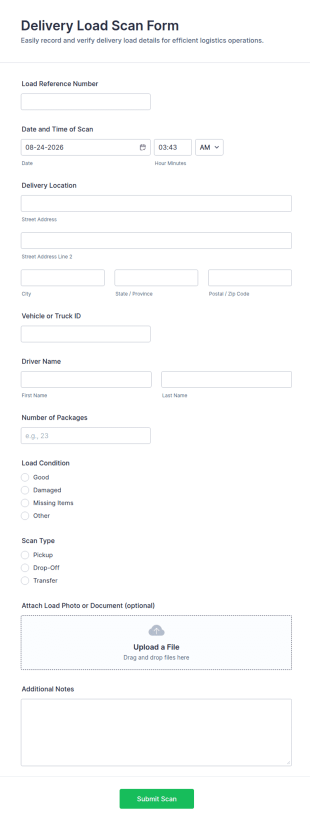 Delivery Load Scan Form Template