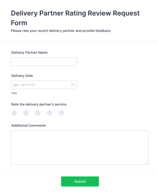 Delivery Partner Rating Review Request Form Template