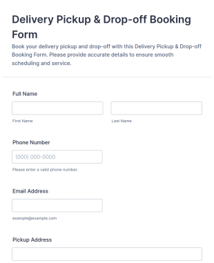 Delivery Pickup & Drop Off Booking Form Template