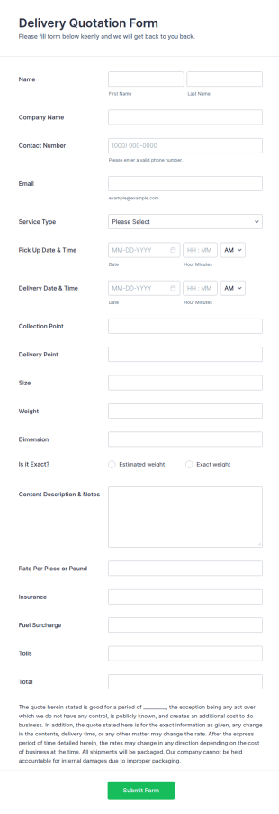 Delivery Quotation AI Agent Template | Jotform