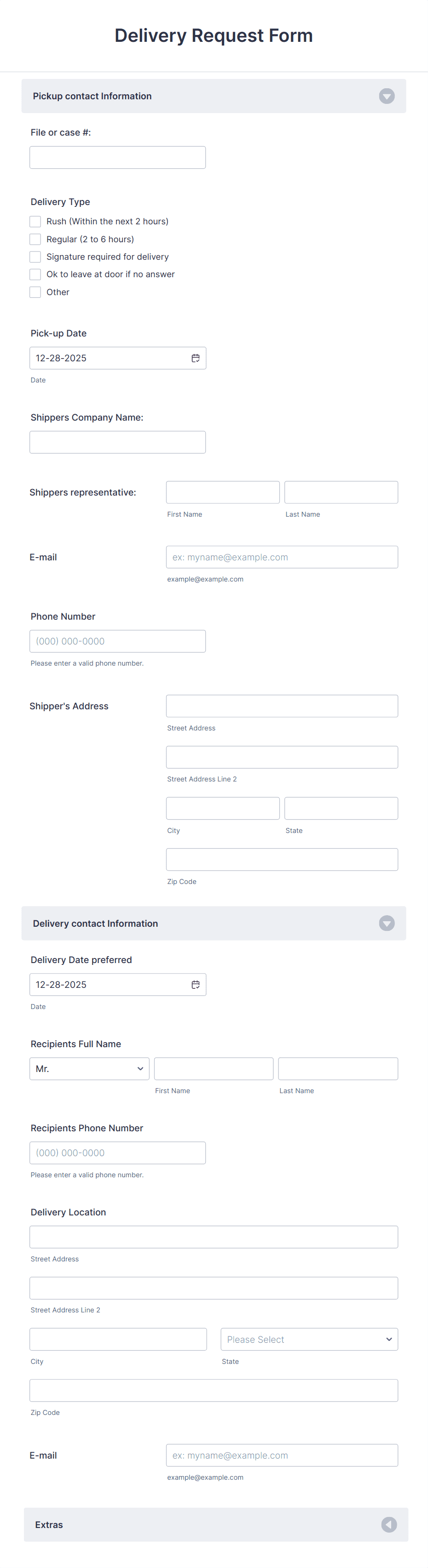 Delivery Request Form Template | Jotform