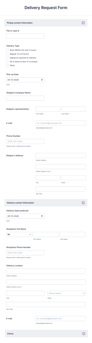 Delivery Request Form Template