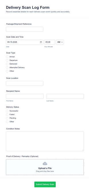 Delivery Scan Log Form Template