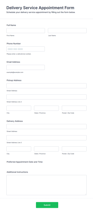 Delivery Service Appointment Form Template