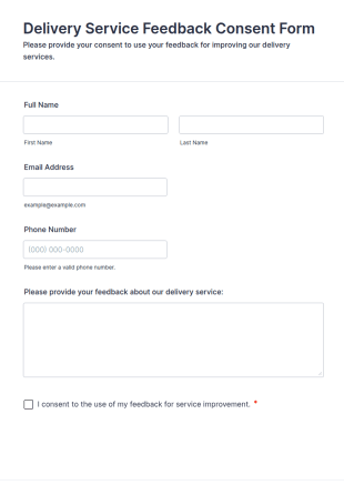 Delivery Service Feedback Consent Form Template